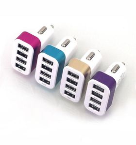 Mini 4 Port Car Charger Metal Eloy 5V 51A USB Laddningsadapter för all smart telefon i Pad Andorid Tablet8109077