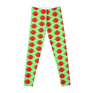 Active Pants Cute Happy Tomato (Mint Green BG) Leggings Sports Female High Waist For Gym Womens