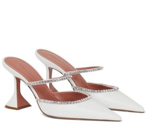 Letni luksusowe sandały amin buty kobiety muaddis kapcie Gilda Crystambelled ze skórą spiczaste palec muły impreza ślub Martin9834601
