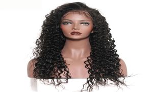 Dilys Deep Wave Human Hair Wigs Bleached Knots spets frontala peruk Brasilianska indiska malaysiska mänskliga hår Naturlig färg 1022inch4581899