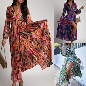 Kentsel seksi elbiseler kadınların yeni renkli baskılı kemer elbisesi