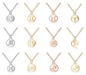 Sinogaa rostfritt stål stjärntecken halsband hängar 12 konstellation smycken jungfru leo ​​taurus gemini halsband kvinnor krage9437968