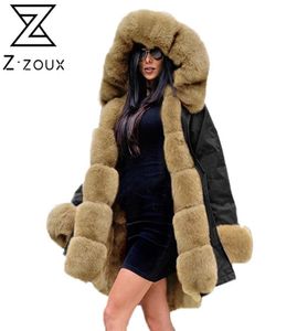 Women Fur Parka Hooded Winter Coats Woman Plus Size Vintage Long Overcoat Coat Color Matching Jackets 2105241071528