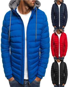 Zogaa nya män mode vinter parkas kappa huva jacka bomull casual varm överrock streetwear parka274y55354695436577