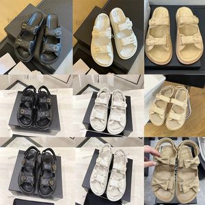 Designer Sandaler Fashion Dad Sandals Women Luxury Slides Sandaler Summer Casual Beach Sandal Slippers Real Leather Top Quality With Box äkta lädersandaler