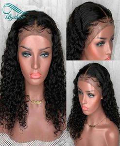Fashion Human Hair Lace Front Wigs Brazilian Hair Kinky Curly lace front wigs Medium Size Swiss Lace Cap Bleached Knots Human Hair2397663