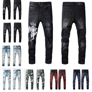 Jeans Mens Designer Jeans Ejressed Ripped Biker Slim Fit Bikers Denim For Men's Fashion Mans High Quality