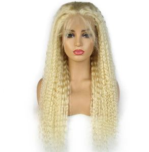 Malezyjskie blond ludzkie włosy Pełna koronkowa peruka głęboka falista 613 Kolor Remy Hair Part z bielonymi węzłami Ręka Ręka Ręka 7391046