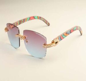 New luxury fashion diamond ultra light sunglasses T35240158 small frame natural color wooden sunglasses engraving mirror 6351297