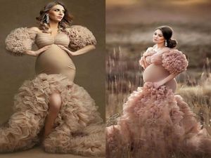 Wspaniałe arabskie wieczorne sukienki macierzyńskie dla kobiet w ciąży seksowne v szyja hilo pliski marszki balowe sukienki dla eleganckich buduar LI3049083