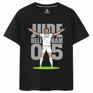 Mäns T-shirts Bellingham firar Action Short Sleeve T-shirt för Real Madrid-fans som firar sommaren Crewneck England Team T240531