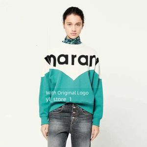 Marant Sweatshirt Designer Women's Hoodies Isabel Marant Round Neck Pullover Pullover Lettera di cotone in cotone Flocciamo