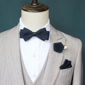 Mens Bow Tie Bridegrooms Mans Bow Tie Suit Shirt Bow Pocket Handduk Brosch 240601