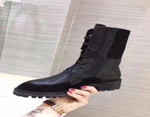 2019120603 BLACK GENUINE LEATHER SUEDE calf skin N MATCHED BOOTS LACE UP MILITARY COMBAT FLAT8826906