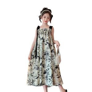 Girl's Dresses Dresses For Girls Floral Pattern Girls Summer Dress Sleeveless Dress For Kids Casual Style Costumes For Girls 6 8 10 12 14 Y240529