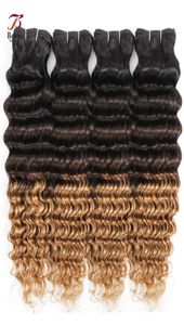 1B427 Ombre Blond Deep Wave Human Hair Bunds Three Tone Color 34 Pieces 1224 Inch Brasilian Remy Human Hair Extensions4450449