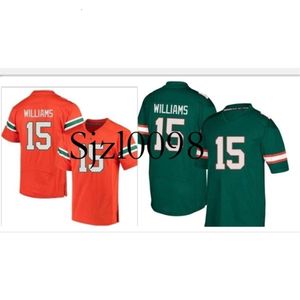 SJ98 Custom 009 Kobiety młodzieżowe Miami Hurricanes Jarren Williams #15 Football Jersey Size S-5xl lub Custom Dowolne nazwisko lub koszulka numer