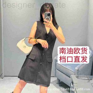 Basic & Casual Dresses designer New Fashion Letter Sticker Fake Two Piece Striped Vest Dress W7SC