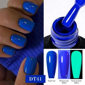 MEET ACROSS 7ml Blue Green Luminous Gel Nail Polish Fluorescent Glow In Dark Semi Permanent Soak Off UV Varnish Nails Art 240528