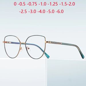 Blue Light Blocking Cat Eye Nearsighted Glasses For Women Steampunk Student Myopia Pochromic Spectacles 0 -0.5 -0.75 To -6.0 240601