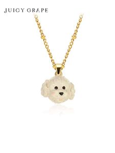 Juicy Grape Brand Designer Necklace Luxury High Quality Jewelry Design Light Unique Collarbone Chain Cute Dog and Cat Necklace Female Summer Gemstone Pendants