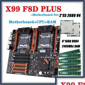 Płyty główne x99 f8d plus zestaw płyty głównej Procesor LGA 2011-3 z E5 2680 V4 2 Kit 8 16G 128 GB DDR4 2400 MHz pamięć pamięci M.2 DH7ZT