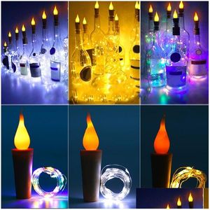 Led Strings 2M 20 Candle String Lights Sier Wire Garland Bottle Lamp Battery Powered Fairy For Wedding Christmas Holiday Decoration Dr Dheay