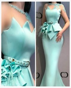 Aso Ebi 2019 Arabic Cheap Sexy Evening Dresses Sheer Neck Lace Mermaid Prom Dresses Satin Formal Party Bridesmaid Pageant Gowns ZJ8306416