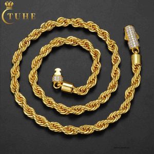 Factory Wholesale 6mm 12mm Real Gold Plated Sterling Sier VVS Moissanite Diamond Clasp Rope Chain Necklace