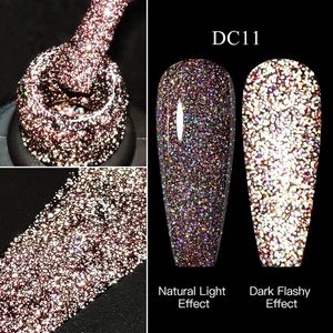 Mtsii 7 ml reflekterande glittergel nagellack flash sliver guld glittrande paljetter holografiska lacker uv led paljett manikyr 240528