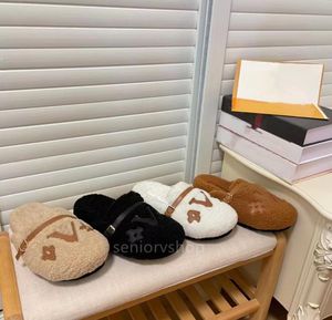 Designer Luxus Paseo Flat Comfort Pantoffeln Wolle Frauen gleiten y Buchstaben Sandalen warm bequeme Folien1395866