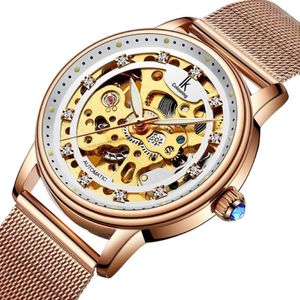 Relógios de pulso Luxo Women's Weln's Watch Crylelet Skeleton Luminous Auto Mechanical Watch com Box Box1 200z