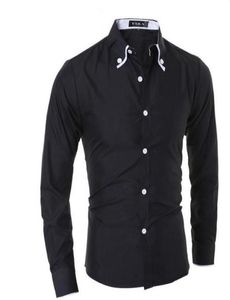 Nya helt manliga skjortor Casual Turndown Collar Long Sleeve Shirt Men Casual Slim Fit Design Fancy Shirts Men4735785
