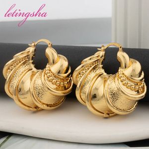 African Luxury 18K Gold Plated Earrings Dubai Hoop Earrings For Women Jewelry Sets Indian Nigerian Wedding Jewellery Party Gifts 240510