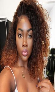 Glueless Full Lace Ombre 1BT30 spets framkonger brasiliansk hår ombre mänskligt hår full spets kinky lockiga wigs3995779