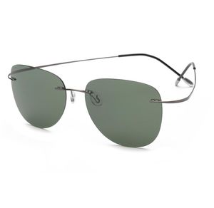 Med Case Polarised Titanium Solglasögon Polaroid Brand Designer Rimless Gafas Men Sun Glasögon Solglasögon för Men6850102