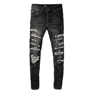 Amirii Jeans Mens Designer Jeans Fristed Ripped Biker Slim Fit Motorcycle denim for Men Top Quality Fashion Jean Mans Hip Hop Pants Pour Hommes 043