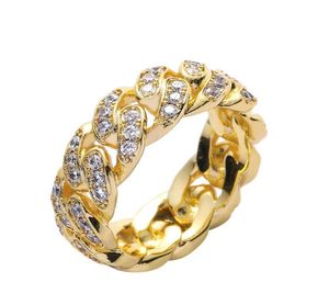 Handinlaid Zircon Cuba Chain Ring 8 mm Menヨーロッパと米国のHIPHOP316U6739957用のフルセット