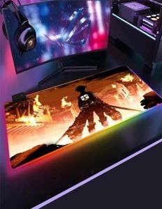 Titan Anime Mouse Pad Gaming ComputerPadに対するRGBアニメ攻撃大型ゲーマーMausepad Carpet Big LEDキーボードマウスPAD7291493