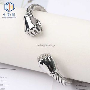 2024 Inspirational stainless steel fist bracelet mens strength cable Fried Dough Twists hand jewelry batch