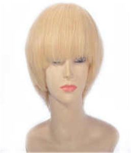 Brazylijskie blondynki koronkowe peruki przednie naturalne linia włosów 613 Krótka ludzka włosy prosta peruka z Bangs9985360