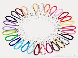 30 color PU Leather Braided Woven Keychain Rope Rings Fit DIY Circle Pendant Key Chains Holder Car Keyrings Jewelry accessories in9176488