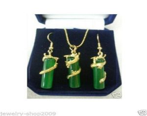Kostium biżuterii Zielony Jade Dragon Naszyjnik wisiorek Setsltltlt7097819