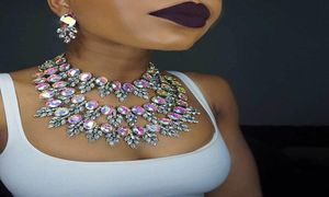 Dvacaman stora lager haklapp hänge halsband stort uttalande kristall halsband kvinnor flickor bröllop choker party smycken tillbehör cx24548144
