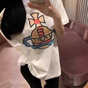 Early Spring New Niche Design Western Empress Dowager Brushed Short Sleeved Tshirt Simple Cartoon Fashionable and Versatile