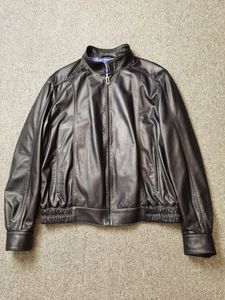 男性の革のジャケットブラックカウハイドジッパーレザーコート