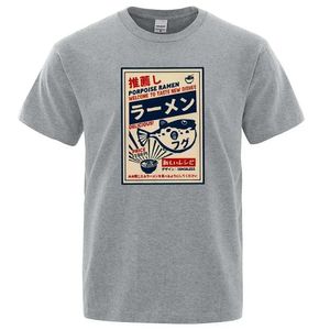 Męskie koszulki puffer ryby ramen japoński menu plakat drukowana T-shirt męski krótki rękaw 11 koszulki tee mężczyźni kobiety ubranie lato 2024 T240531