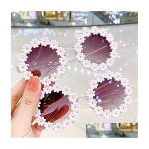 Солнцезащитные очки Дети дети круглый цветок для девочек, мальчики, детские спортивные бокалы, UV400 Открытый солнцезащитный