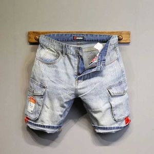 Męskie spodenki Summer Mens Mash Mash Mash odzież robocza Slim Fit 5 punktów dżinsowych Shorts Luksusowe męskie spodenki J240531