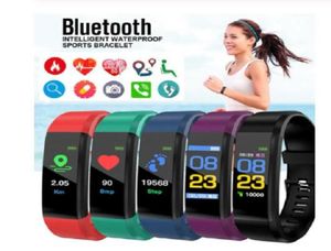LCD Screen ID115 Plus Smart Bracelet Rastreador de fitness Pedômetro Relógio Banda Freqüência cardíaca Monitor de pressão arterial Smart Wristband4321951